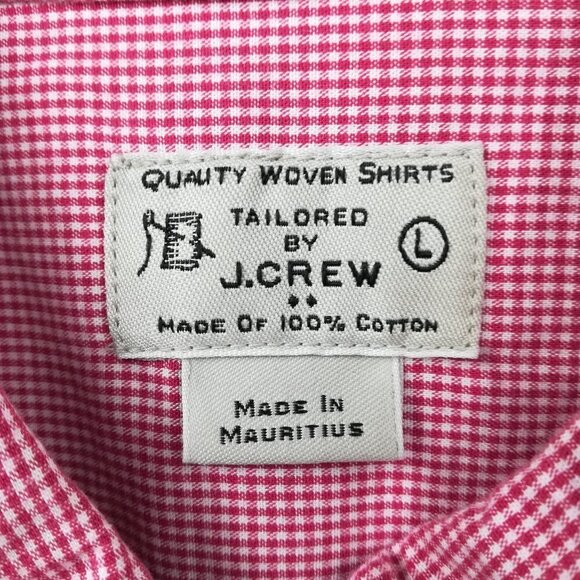 Tailored J Crew Button Down Collared Shirt Size L Red White Plaid Long Sleeve - Picture 9 of 11